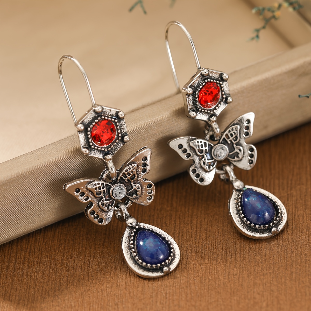 Bohemian Style Flower Butterfly Water Drop Tassel Earrings